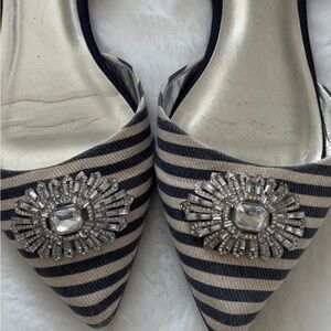 Chico’s nautical stripe D'ORSAY RHINESTONE EMBELLISHED FLATS